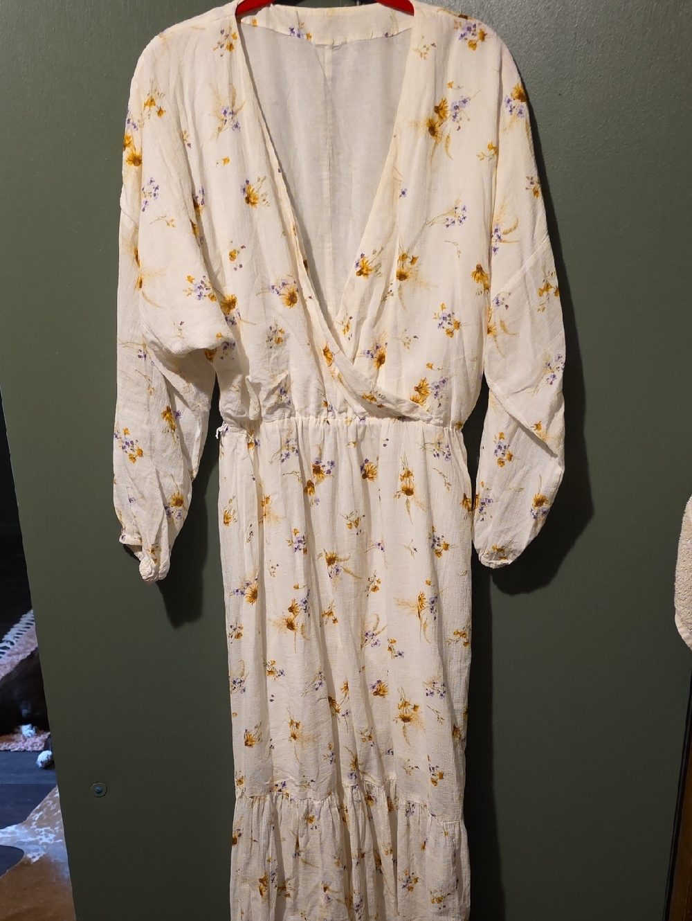 H&M Cream Maxi Dress with Yellow and Lavender Floral Print